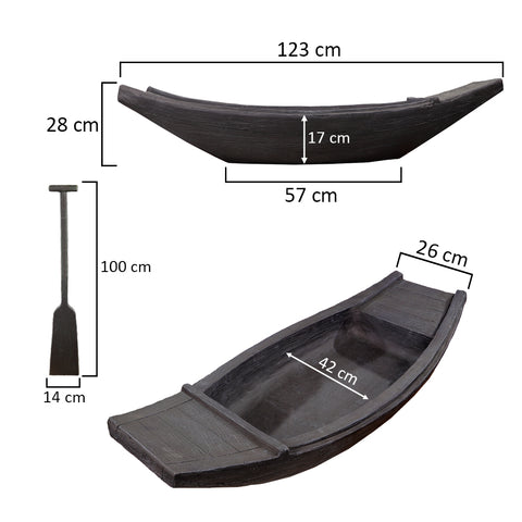 Resin Decorative Boat with Paddle for Landscaping