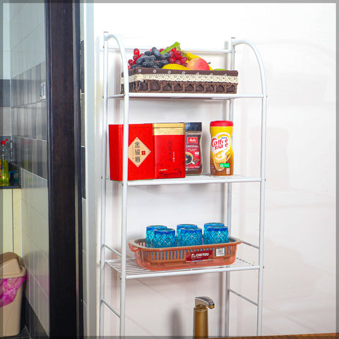 Open metal shelving unit