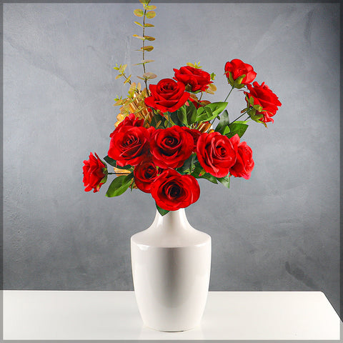 Artificial Silk Rose Flowers Single Bunch (without vase)