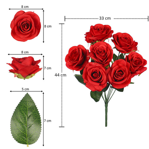 Artificial Silk Rose Flowers Single Bunch (without vase)