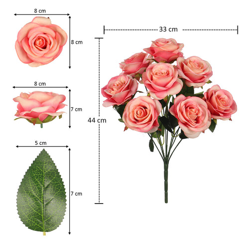 Artificial Silk Rose Flowers Single Bunch (without vase)