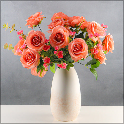 Artificial Silk Rose Flowers Single Bunch (without vase)