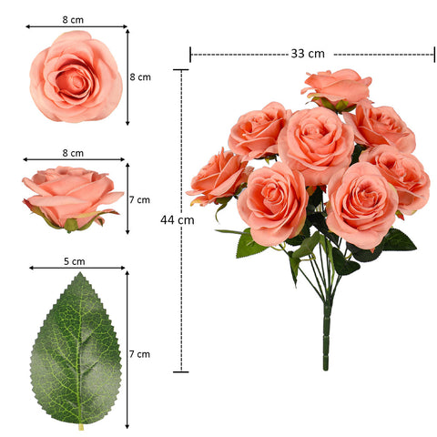 Artificial Silk Rose Flowers Single Bunch (without vase)
