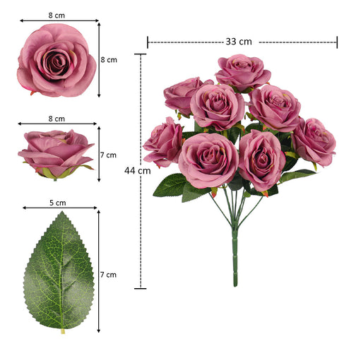 Artificial Silk Rose Flowers Single Bunch (without vase)