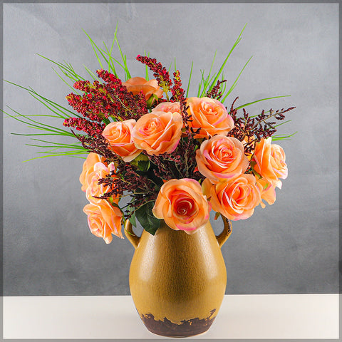 Artificial Silk Rose Flowers Single Bunch (without vase)