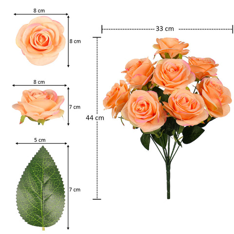 Artificial Silk Rose Flowers Single Bunch (without vase)