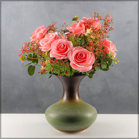 Artificial Silk Rose Flowers Single Bunch (without vase)