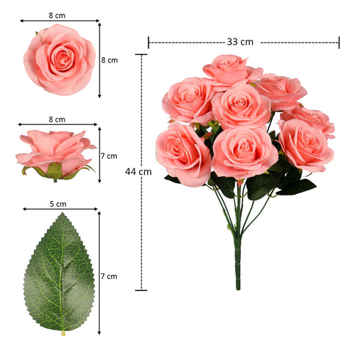 Artificial Silk Rose Flowers Single Bunch (without vase)