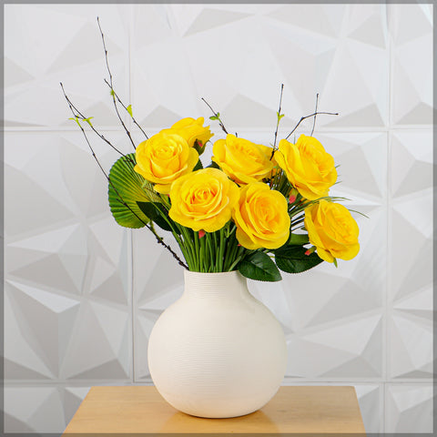 Artificial Silk Rose Flowers Single Bunch (without vase)