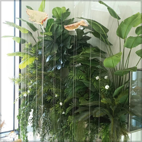 faux tropical leaves panel