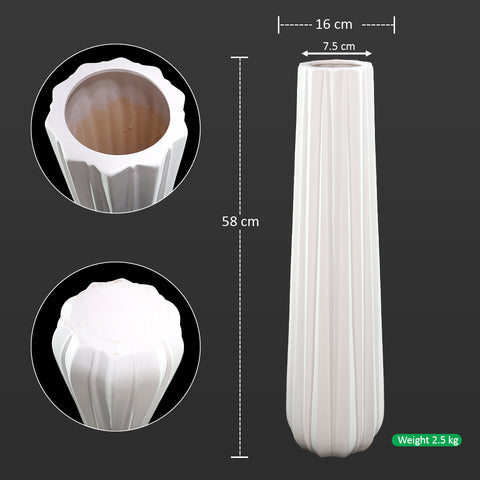 Ribbed floor vase white