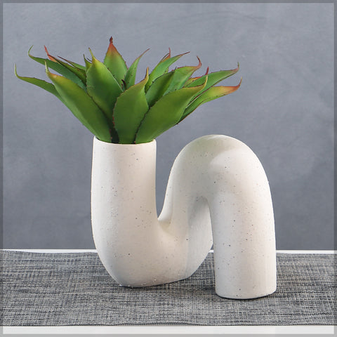 Modern Twisted Shape White Ceramic Vase(Flower Not Included)