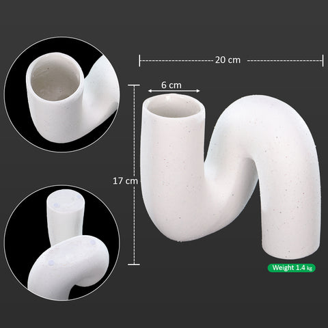 Modern Twisted Shape White Ceramic Vase(Flower Not Included)