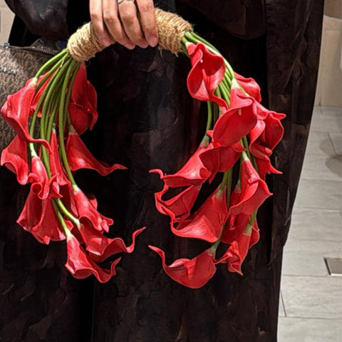 Elegant Red Calla Lily Floral Handbag