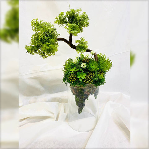 Floating Serenity A Bonsai-Inspired Art Piece