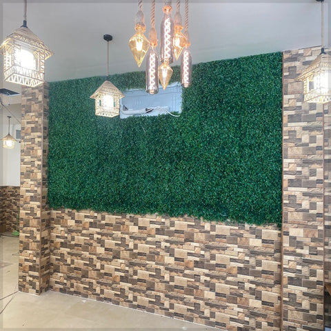 Lush Green Wall with Textured Accents