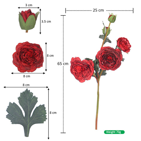 Artificial Silk Rose Flower Single Stem(without vase)