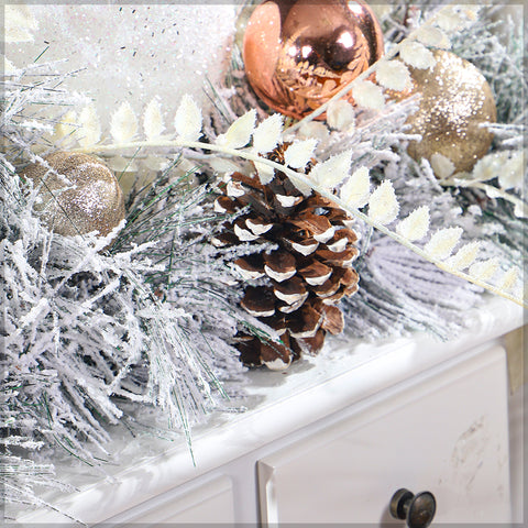 1-Piece Flocked Christmas Garland with Pinecone (garland only other items not included)