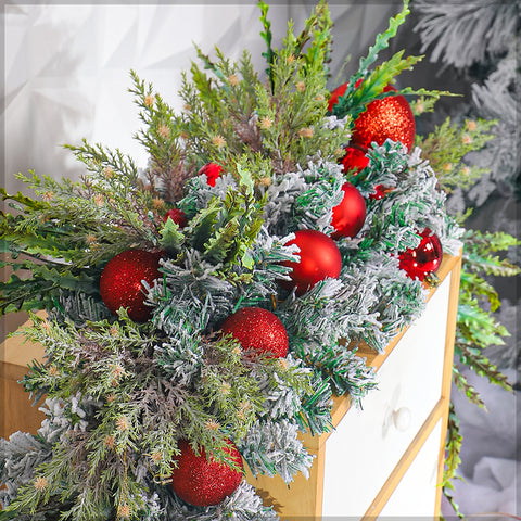 1-Piece Decorative Artificial Pine Snow Garland(Without Christmas Balls)