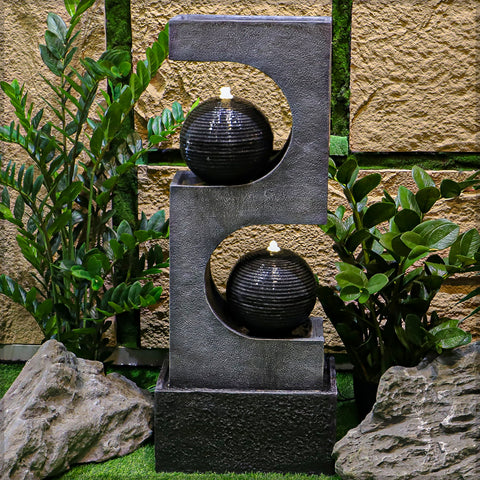 Stacked sphere garden water feature