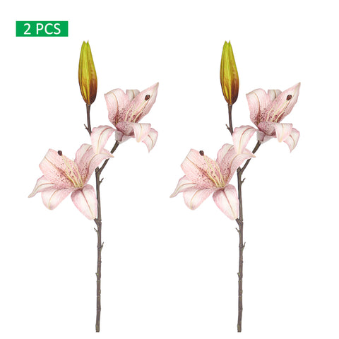 2 pcs 3 heads nearly natural lily flower