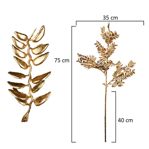 1 Piece Artificial Golden Fern Leaves (Without Vase)