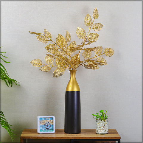 1 Piece Golden Decor Leaf (Without Vase)