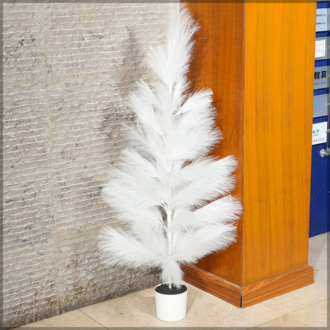 Artificial white feather plant