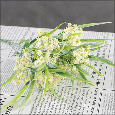 Artificial Leaves Bunch with White Flower