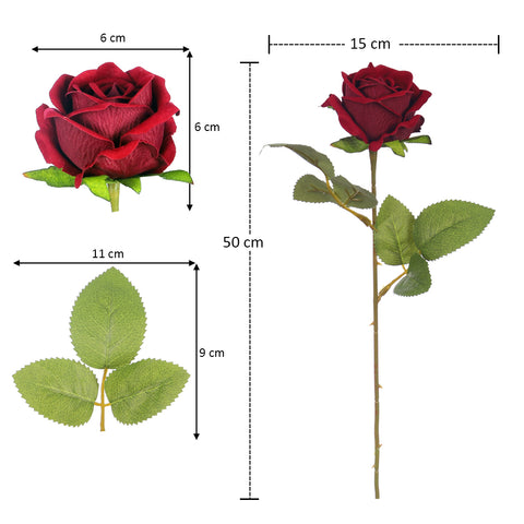 Nearly Natural 50cm Elegant Red  Rose