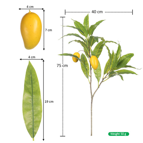 Faux Mango Stem with Leaves