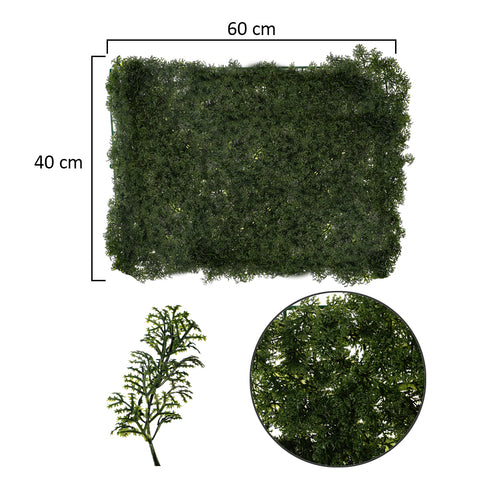 Faux greenery wall with artificial shrubs panels