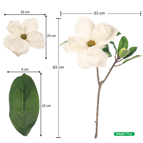 Artificial White Magnolia Single Flower Stem