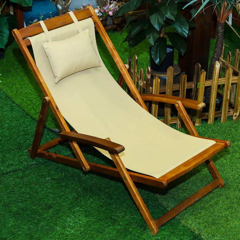 Solid Wood Sling Loungers Chair