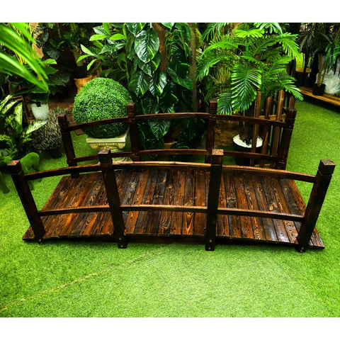 1 Piece Wooden Garden Arc Bridge With Railings (Bridge Only)