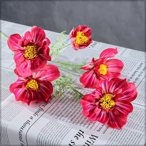 silk five heads cosmos flower