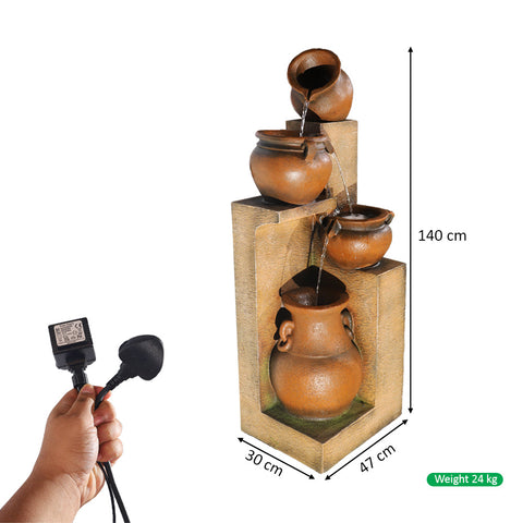 Garden water fountain with LED