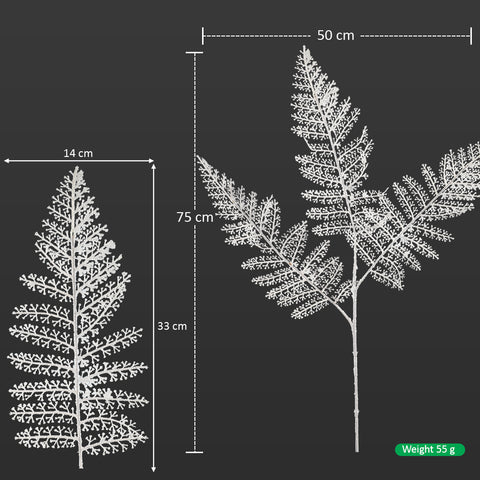 1 Piece White Artificial Fern Leaf Stem(White Leaf Only)