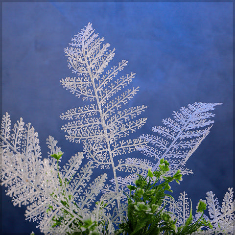 1 Piece White Artificial Fern Leaf Stem(White Leaf Only)