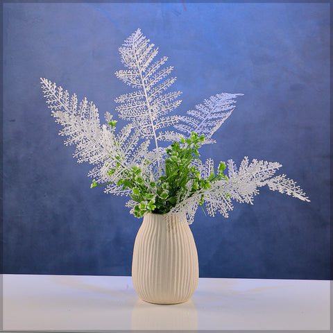 1 Piece White Artificial Fern Leaf Stem(White Leaf Only)