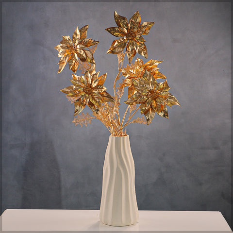 1 Piece Golden Poinsettia Flower for Christmas Decoration (Without Vase)