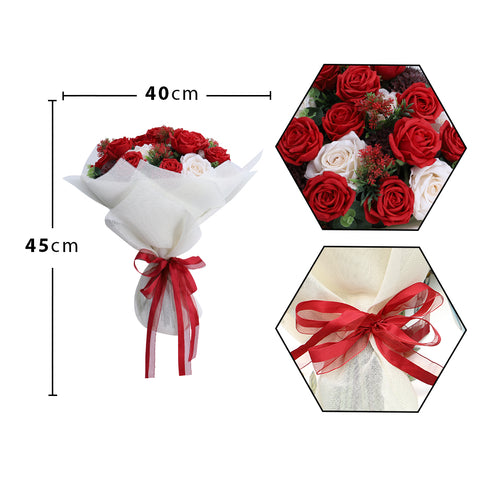 preserved red and white roses