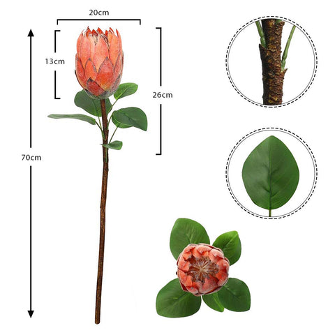 Faux king protea flower orange