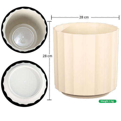 Cream Segmented Plant Pot for Modern Decor