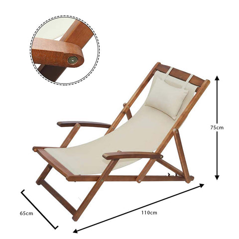 Solid Wood Sling Loungers Chair
