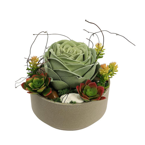 Artificial cactus large with succulent in pot