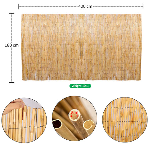 1 Piece Natural Bamboo Reed Roll Privacy Screen(Fence Only)