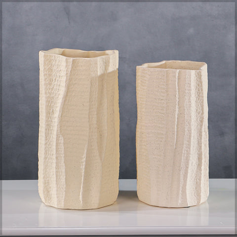 Tree Bark Textured Ceramic Vase
