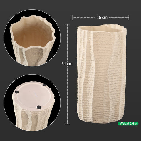 Tree Bark Textured Ceramic Vase