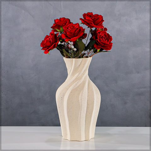 White Twisted Design Ceramic Vase